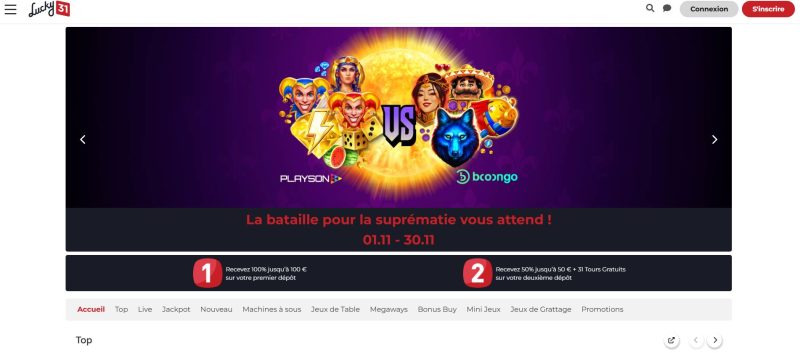 Site de Lucky31 Casino - Évaluations, Notes, Jeux, Récompenses Site de Lucky31 Casino - Évaluations, Notes, Jeux, Récompenses